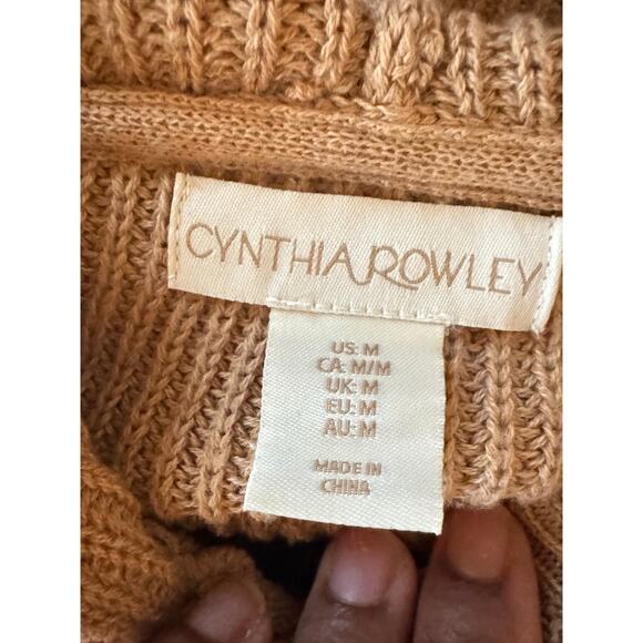 Cynthia Rowley WOmens Tan Hooded Pullover Sweater Preppy Normcore SIZE M - Picture 4 of 7